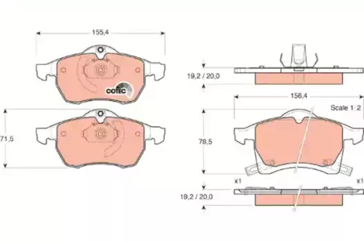 Тормозные колодки дисковые передняя ось TRW GDB1350