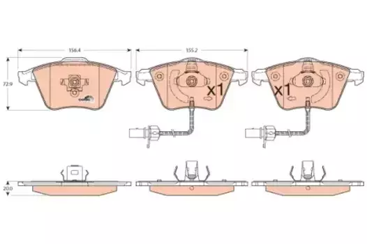 Тормозные колодки дисковые передняя ось TRW GDB1554