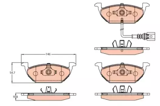 Тормозные колодки дисковые передняя ось TRW GDB2108