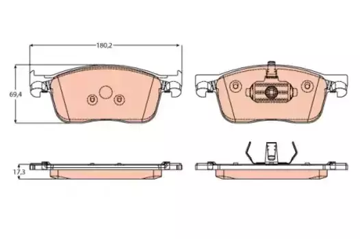 Тормозные колодки дисковые передняя ось TRW GDB2169