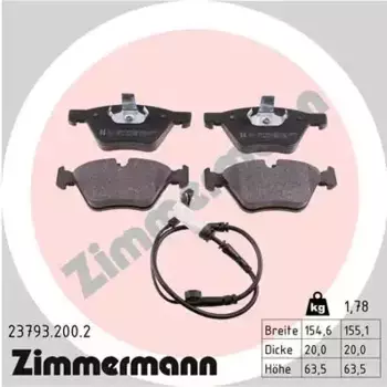 Тормозные колодки дисковые передняя ось ZIMMERMANN 23793.200.2