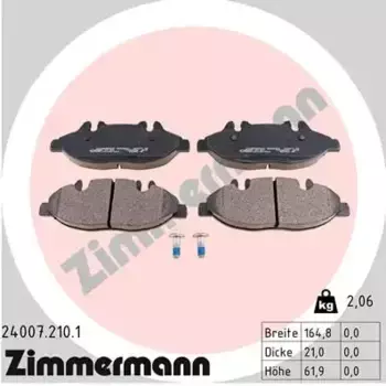 Тормозные колодки дисковые передняя ось ZIMMERMANN 24007.210.1