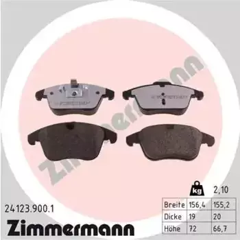 Тормозные колодки дисковые передняя ось ZIMMERMANN 24123.900.1