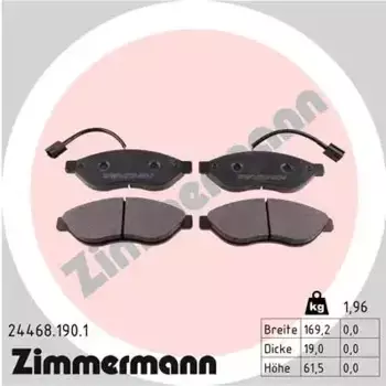 Тормозные колодки дисковые передняя ось ZIMMERMANN 24468.190.1
