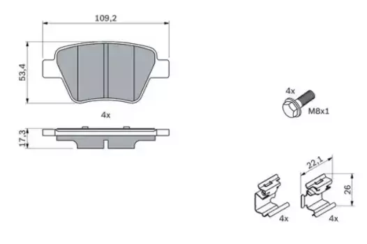 Тормозные колодки дисковые задняя ось BOSCH 0 986 494 643