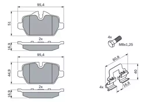 Тормозные колодки дисковые задняя ось BOSCH 0 986 494 269