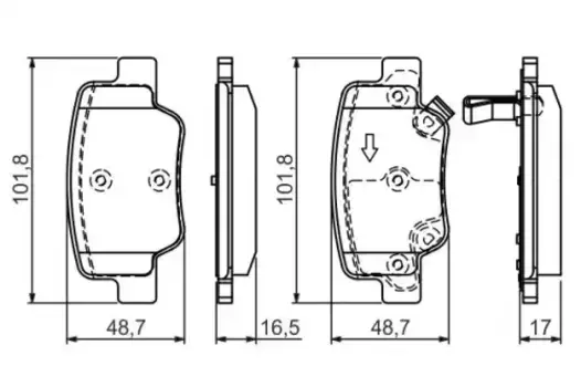 Тормозные колодки дисковые задняя ось BOSCH 0 986 494 404