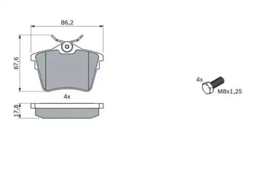 Тормозные колодки дисковые задняя ось BOSCH 0 986 494 095