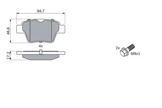 Тормозные колодки дисковые задняя ось BOSCH 0 986 494 099