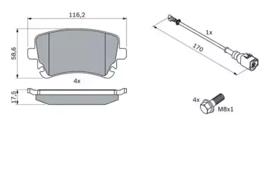 Тормозные колодки дисковые задняя ось BOSCH 0 986 494 108