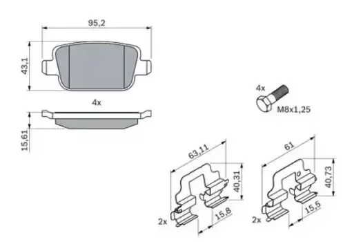 Тормозные колодки дисковые задняя ось BOSCH 0 986 494 214