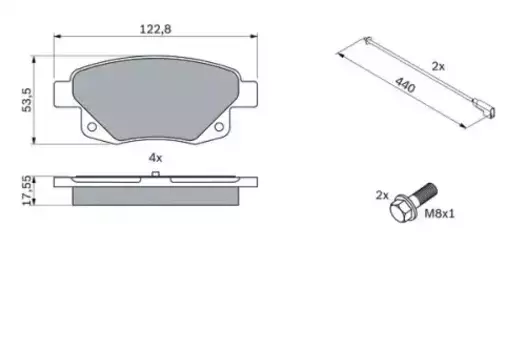 Тормозные колодки дисковые задняя ось BOSCH 0 986 494 171