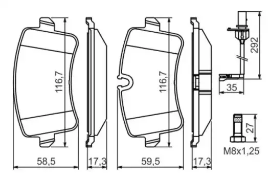 Тормозные колодки дисковые задняя ось BOSCH 0 986 494 446