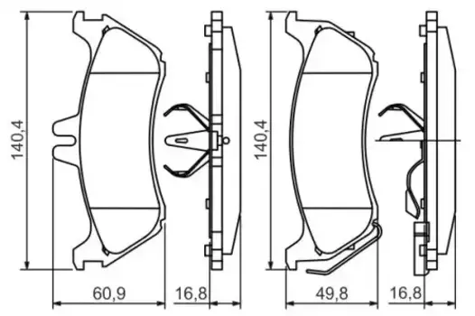 Тормозные колодки дисковые задняя ось BOSCH 0 986 424 708
