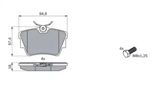Тормозные колодки дисковые задняя ось BOSCH 0 986 494 040