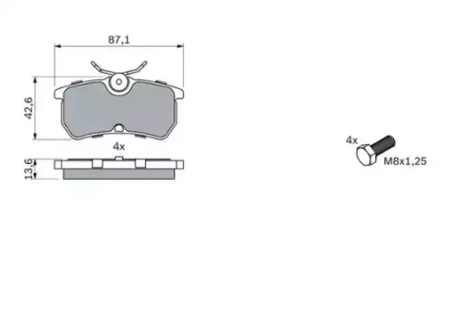 Тормозные колодки дисковые задняя ось BOSCH 0 986 494 011