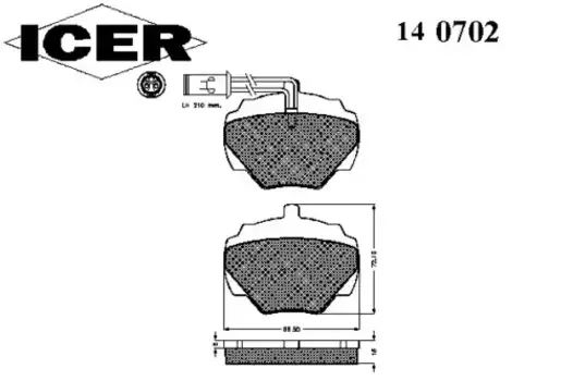 Тормозные колодки дисковые задняя ось ICER 140702