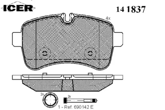 Тормозные колодки дисковые задняя ось ICER 141837