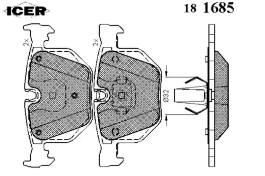 Тормозные колодки дисковые задняя ось ICER 181685