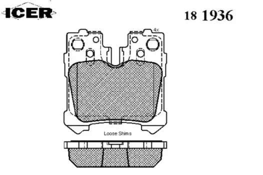 Тормозные колодки дисковые задняя ось ICER 181936