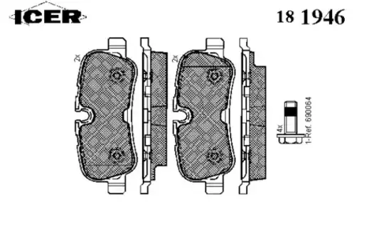 Тормозные колодки дисковые задняя ось ICER 181946