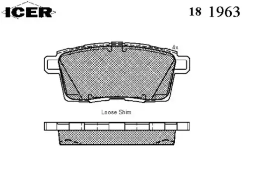 Тормозные колодки дисковые задняя ось ICER 181963
