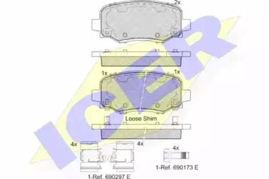 Тормозные колодки дисковые задняя ось ICER 182176-203