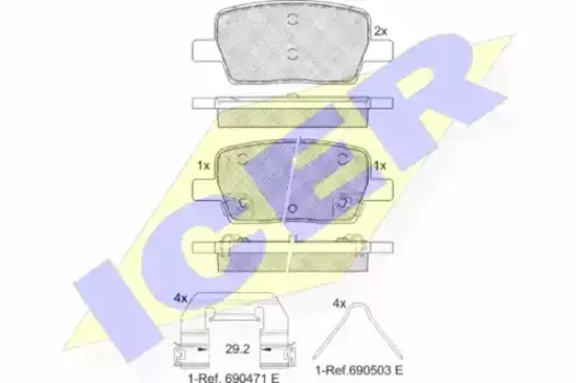 Тормозные колодки дисковые задняя ось ICER 182278