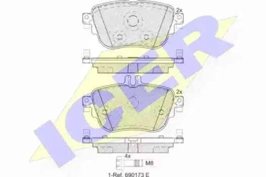 Тормозные колодки дисковые задняя ось ICER 182290