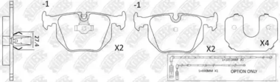 Тормозные колодки дисковые задняя ось NIBK PN0225W