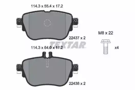 Тормозные колодки дисковые задняя ось TEXTAR 2243701