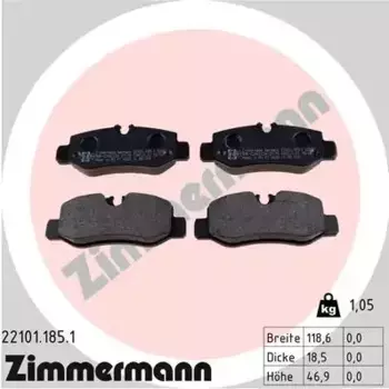 Тормозные колодки дисковые задняя ось ZIMMERMANN 22101.185.1