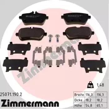 Тормозные колодки дисковые задняя ось ZIMMERMANN 25071.190.2