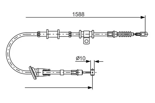 трос ручника! задний левый\ Mitsubishi Carisma all 98-06 L=1588