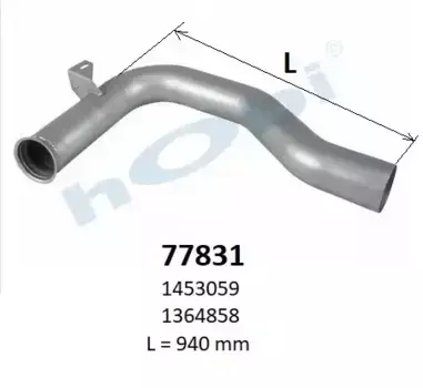 Труба глушителя DAF промежуточная 1453059/1364858/77831 HOBI