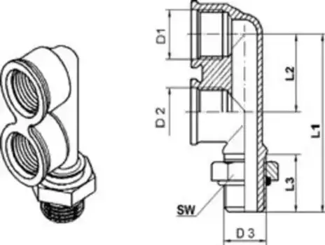 угловой пневмосистемы WABCO 893 831 320 0