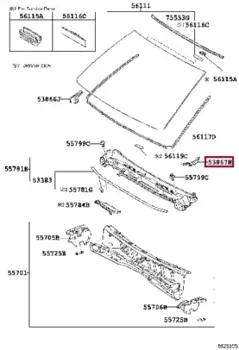 уплотнитель лобового стекла! левый\ Toyota Land Cruiser Prado 15> 5386760090 TOYOTA / LEXUS