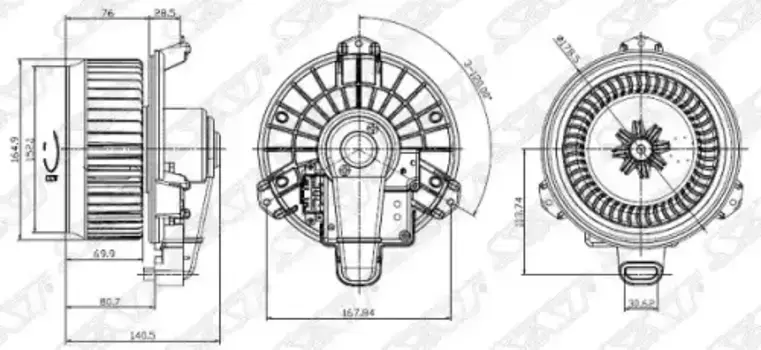 Вентилятор отопителя SAT ST-87103-48080