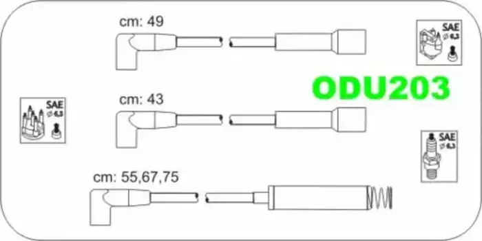 Высоковольтные провода (провода зажигания) JANMOR ODU203