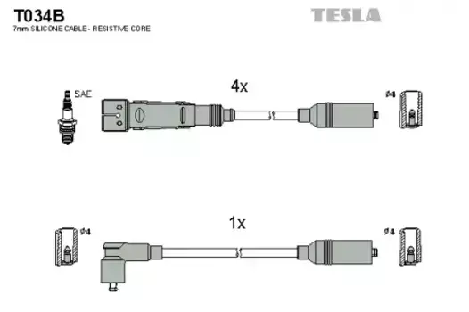 Высоковольтные провода (провода зажигания) TESLA T034B