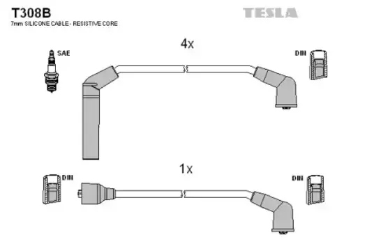 Высоковольтные провода (провода зажигания) TESLA T308B