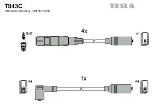 Высоковольтные провода (провода зажигания) TESLA T843C