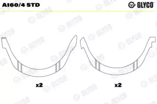 вкладыши AS к-кт! STD (4)\ Citroen Jumper/C15, Peugeot 306 1.9D 96> A160/4 STD GLYCO