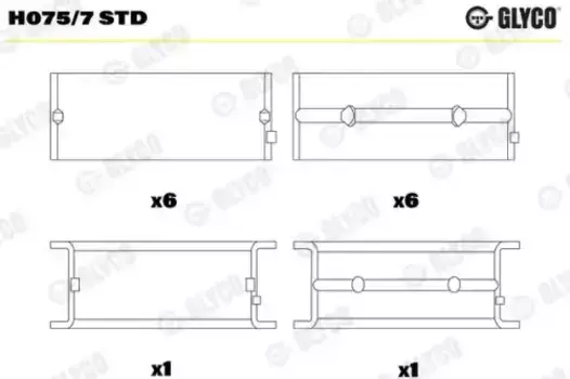 вкладыши коренные к-т !SPUTTER HL+PASS-L 1x \MB AXOR/Omn CONECTO дв.OM457 Euro2/Euro3 H075/7 STD GLYCO
