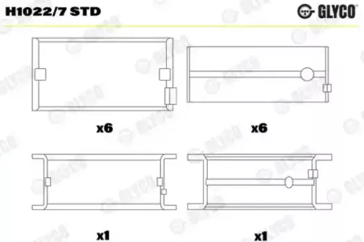 вкладыши коренные к-т ! STD HL-6 PASS-L - 1 \IVECO Cursor 10/13 H1022/7 STD GLYCO
