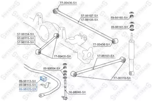 втулка стабилизатора центральная!\ Toyota Land Cruiser #J120 02>/Starlet <97 89-98120-SX STELLOX