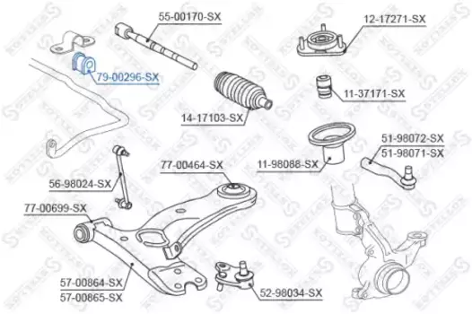 втулка стабилизатора переднего! 20мм\Toyota LITE/TOWNACE NOAH 96-07 79-00296-SX STELLOX