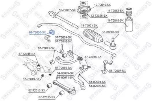 втулка стабилизатора переднего центральная! d18\ Mitsubishi Galant EA#A 96> 89-72030-SX STELLOX