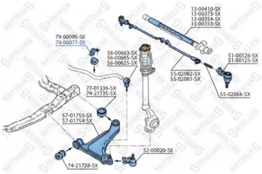 втулка стабилизатора переднего центральная! d22\ Opel Astra/Calibra 90-98 79-00077-SX STELLOX
