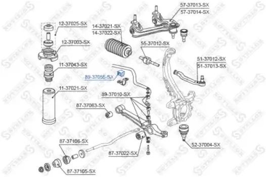 втулка стабилизатора переднего центральная! d30\ Honda Shattle/Odyssey RA 95-01 89-37055-SX STELLOX